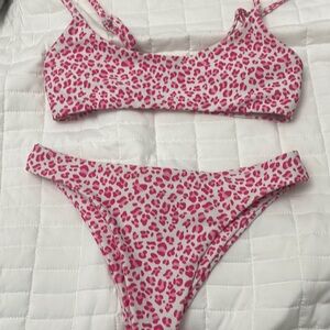 pink cheetah print swimsuit